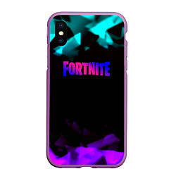 Чехол iPhone XS Max матовый Fortnite neon geometry