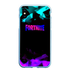 Чехол iPhone XS Max матовый Fortnite neon geometry, цвет: 3D-голубой