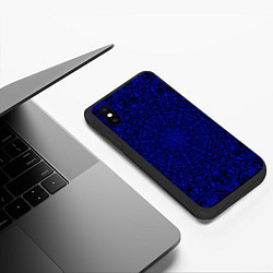 Чехол iPhone XS Max матовый Мандала чёрно-синий, цвет: 3D-черный — фото 2
