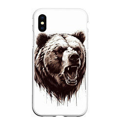 Чехол iPhone XS Max матовый Медведь симпатяга, цвет: 3D-белый