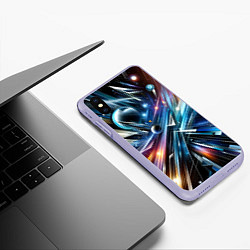 Чехол iPhone XS Max матовый Космос - футуризм, цвет: 3D-светло-сиреневый — фото 2