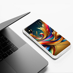 Чехол iPhone XS Max матовый Золотые линии, цвет: 3D-белый — фото 2