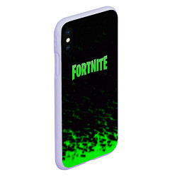 Чехол iPhone XS Max матовый Fortnite краски зелёные, цвет: 3D-светло-сиреневый — фото 2