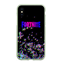 Чехол iPhone XS Max матовый Fortnite game glitch, цвет: 3D-салатовый