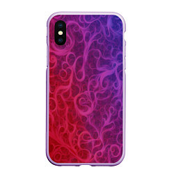 Чехол iPhone XS Max матовый Вихревые узоры на градиенте, цвет: 3D-сиреневый