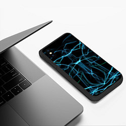 Чехол iPhone XS Max матовый Мягкие абстрактные симметричные линии, цвет: 3D-черный — фото 2