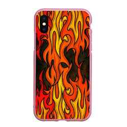 Чехол iPhone XS Max матовый Языки пламени арт