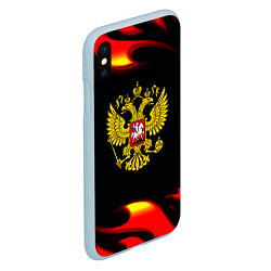 Чехол iPhone XS Max матовый Герб РФ огонь, цвет: 3D-голубой — фото 2