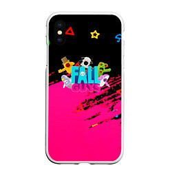 Чехол iPhone XS Max матовый Fall Guys kids color, цвет: 3D-белый