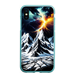 Чехол iPhone XS Max матовый Молнии и горы