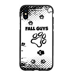 Чехол iPhone XS Max матовый Fall Guys game, цвет: 3D-черный