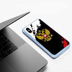 Чехол iPhone XS Max матовый Россия герб текстура краски, цвет: 3D-голубой — фото 2