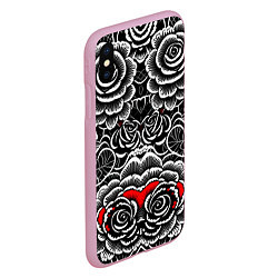 Чехол iPhone XS Max матовый Серые паттерны цветы, цвет: 3D-розовый — фото 2