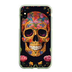 Чехол iPhone XS Max матовый Bright colors and skull, цвет: 3D-салатовый