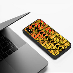 Чехол iPhone XS Max матовый Золотые стрелки на чёрном фоне киберпанк, цвет: 3D-черный — фото 2