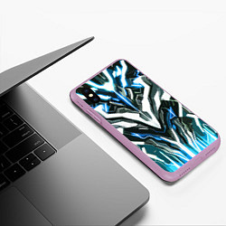 Чехол iPhone XS Max матовый Неоновая кибер броня синяя, цвет: 3D-сиреневый — фото 2