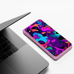 Чехол iPhone XS Max матовый Яркий неоновый камуфляж, цвет: 3D-розовый — фото 2