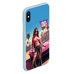 Чехол iPhone XS Max матовый GTA 6 girl logo, цвет: 3D-голубой — фото 2
