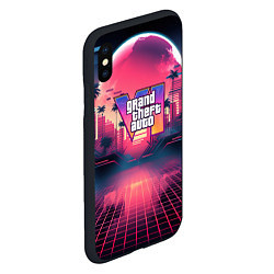 Чехол iPhone XS Max матовый GTA 6 logo retro night, цвет: 3D-черный — фото 2