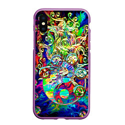 Чехол iPhone XS Max матовый Знаковые пузырьки, цвет: 3D-фиолетовый