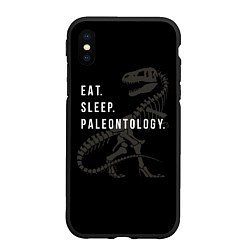 Чехол iPhone XS Max матовый Eat sleep paleontology