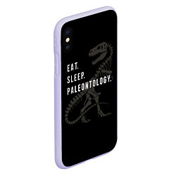 Чехол iPhone XS Max матовый Eat sleep paleontology, цвет: 3D-светло-сиреневый — фото 2