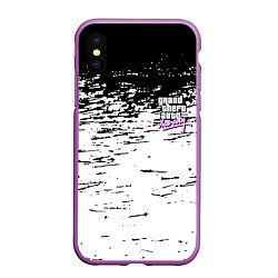 Чехол iPhone XS Max матовый GTA vice city краски, цвет: 3D-фиолетовый