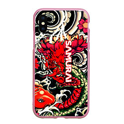 Чехол iPhone XS Max матовый Samurai татуировки, цвет: 3D-розовый