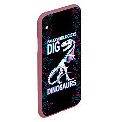 Чехол iPhone XS Max матовый Paleontologists dig dinosaurs, цвет: 3D-малиновый — фото 2