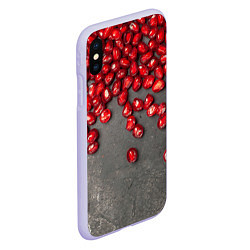 Чехол iPhone XS Max матовый Гранат зёрна граната на сером, цвет: 3D-светло-сиреневый — фото 2