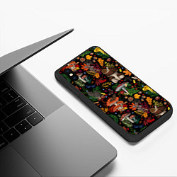 Чехол iPhone XS Max матовый Фон с лесными грибами, цвет: 3D-черный — фото 2
