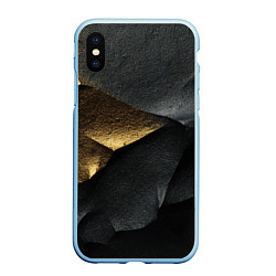 Чехол iPhone XS Max матовый Черная текстура с золотистым напылением