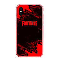 Чехол iPhone XS Max матовый Fortnite game colors red