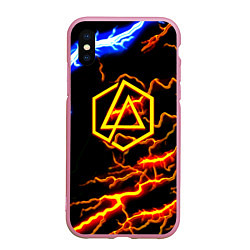 Чехол iPhone XS Max матовый Linkin park storm inside steel, цвет: 3D-розовый