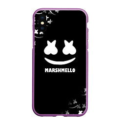 Чехол iPhone XS Max матовый Marshmello белое лого