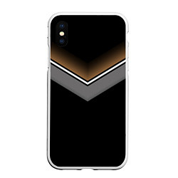 Чехол iPhone XS Max матовый Абстракция графика серая и коричневая полоски на ч