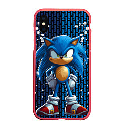 Чехол iPhone XS Max матовый Sonic - splash and logo, цвет: 3D-красный