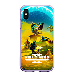 Чехол iPhone XS Max матовый Helldivers 2: Battle, цвет: 3D-светло-сиреневый