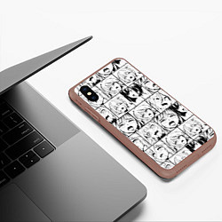 Чехол iPhone XS Max матовый Ahegao pattern, цвет: 3D-коричневый — фото 2