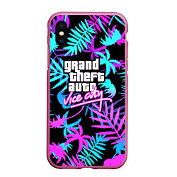 Чехол iPhone XS Max матовый GTA vice city steel, цвет: 3D-малиновый