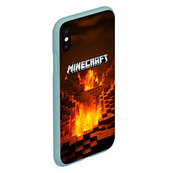 Чехол iPhone XS Max матовый Огненный minecraft логотип, цвет: 3D-мятный — фото 2