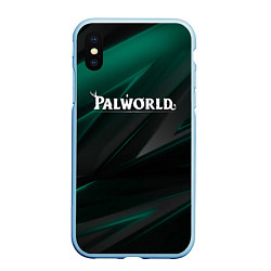 Чехол iPhone XS Max матовый Palworld лого на темном зеленом фоне