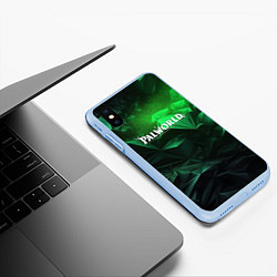 Чехол iPhone XS Max матовый Palworld logo green abstract, цвет: 3D-голубой — фото 2