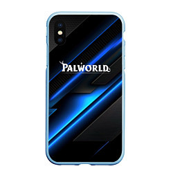 Чехол iPhone XS Max матовый Palworld logo blue neon abstract, цвет: 3D-голубой