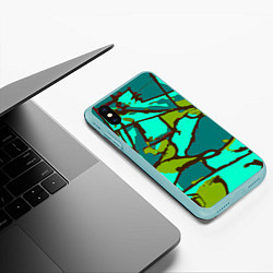 Чехол iPhone XS Max матовый Цветная геометрия, цвет: 3D-мятный — фото 2