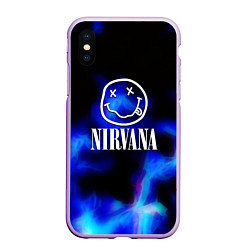 Чехол iPhone XS Max матовый Nirvana flame ghost steel, цвет: 3D-сиреневый