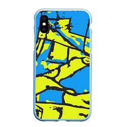 Чехол iPhone XS Max матовый Жёлто-голубая графика