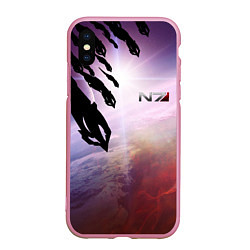 Чехол iPhone XS Max матовый Масс эффект вторжение, цвет: 3D-розовый