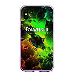 Чехол iPhone XS Max матовый Palworld логотип абстракт, цвет: 3D-сиреневый
