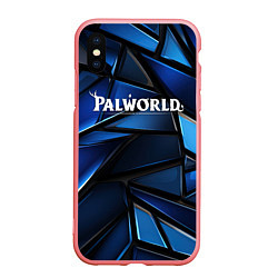 Чехол iPhone XS Max матовый Palworld логотип синий абстрактный фон